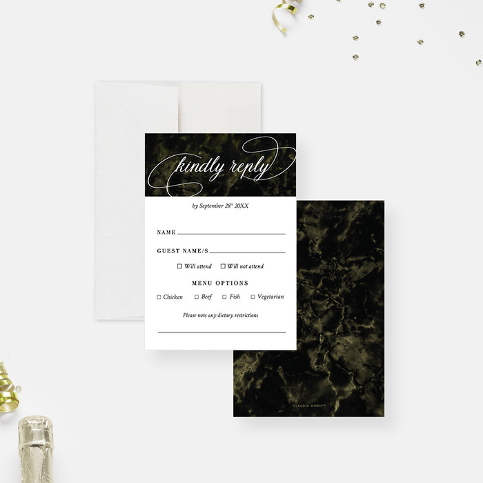 Dark Marble Invitation Card for Awards Gala, Elegant Invitation for Annual Charity Fundraiser, Business Banquet Party Celebration