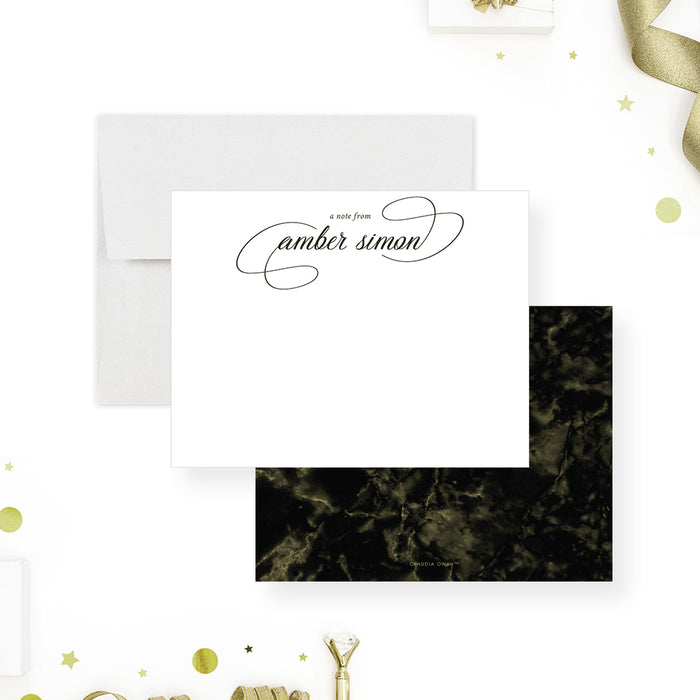 Dark Marble Note Card, Elegant Business Awards Gala Thank You Cards, Stationery Correspondence Card for Professionals, Business Thank You Note