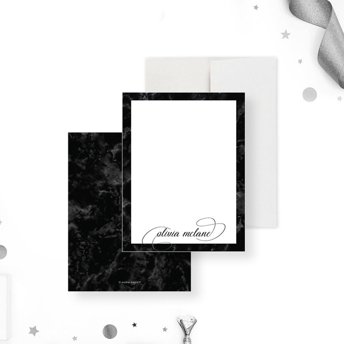 Elegant Note Card with Black Marble Design, Retirement Thank You Cards, Personalized Stationery Cards for Professionals