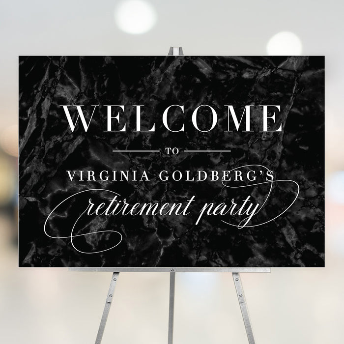Retirement Party Invitation Card with Black Marble Design, Retirement Dinner Invites, Elegant Invitation for Surprise Retirement Celebration