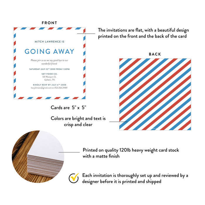 Going Away Party Invitation Airmail Farewell Design