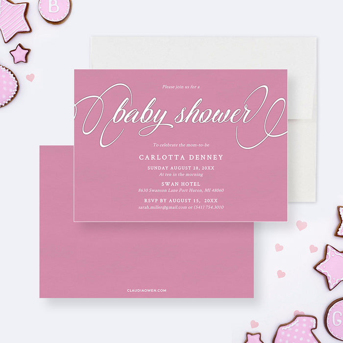 Welcome to the World Baby Girl, Delicate and Elegant Baby Shower Digital Template Invitation