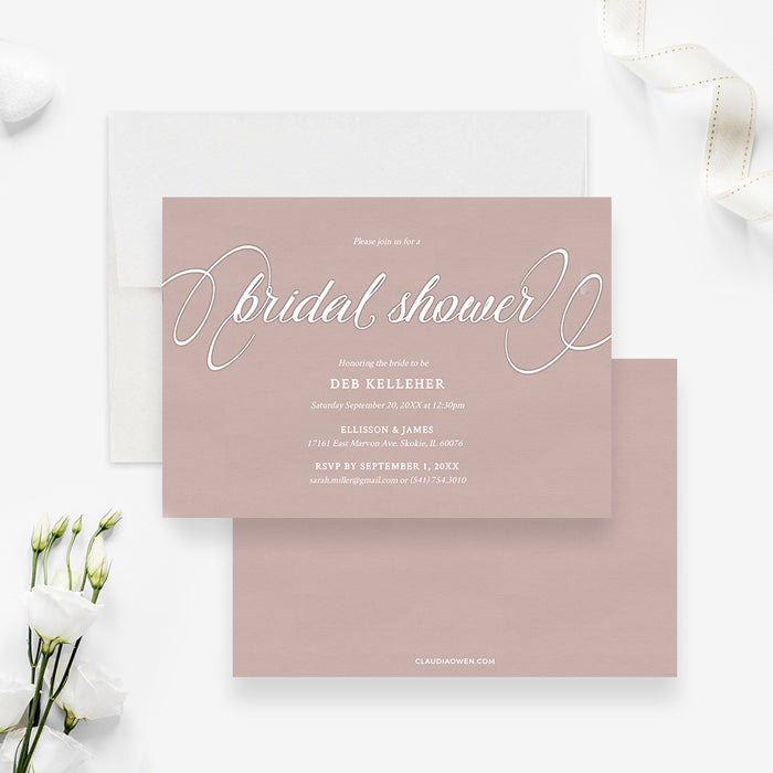 Classy Bridal Shower Digital Invitation Templates, Electronic Wedding Bridal Shower Invites