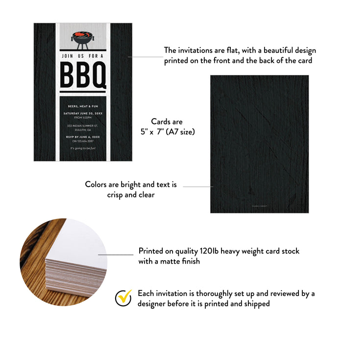 BBQ Party Invitation Card, Summer Barbeque Birthday Invitations, Backyard BBQ Invites for House Party, Grill and Chill Outdoor Barbeque Grill Invitation