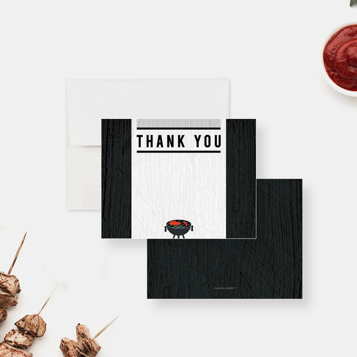 Thank You Card for BBQ Party, Summer Barbeque Birthday Note Card, Backyard BBQ Thank You Note for House Party, Grill and Chill Thank You Cards