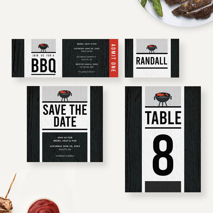 BBQ Party Invitation Card, Summer Barbeque Birthday Invitations, Backyard BBQ Invites for House Party, Grill and Chill Outdoor Barbeque Grill Invitation