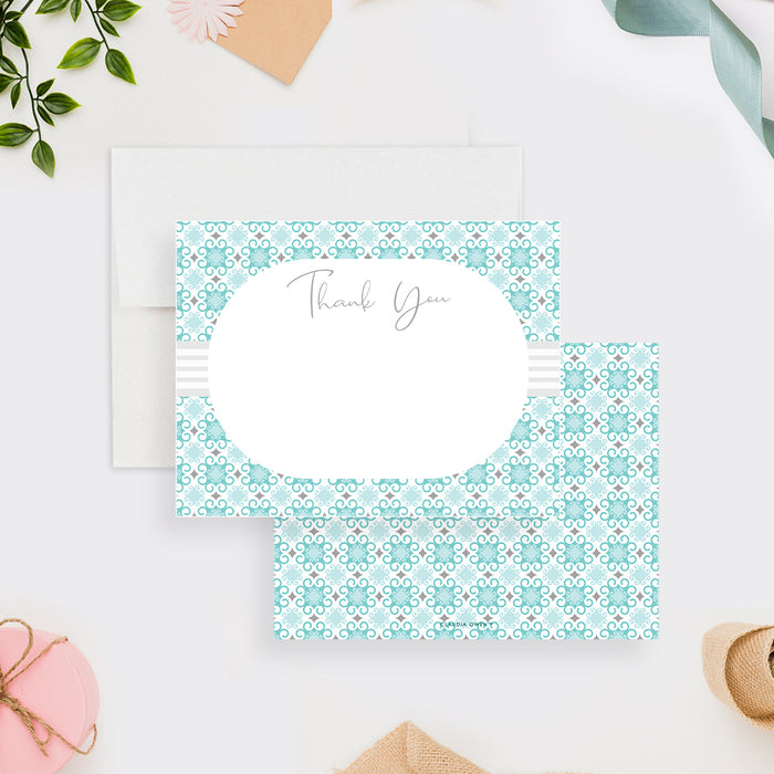 Couples Wedding Shower Note Card with Geometric Pattern, Personalized Thank You Card for Women with Envelopes