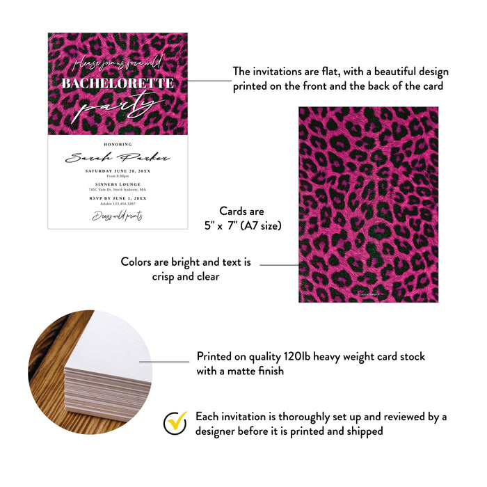Bachelorette Party Invitation with Pink Leopard Print Design