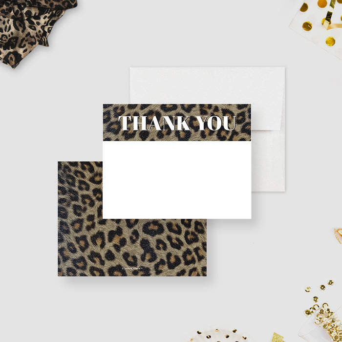Leopard Print Note Card with Envelopes, Wild Birthday Thank You Cards, Animal Print Note Card for Women