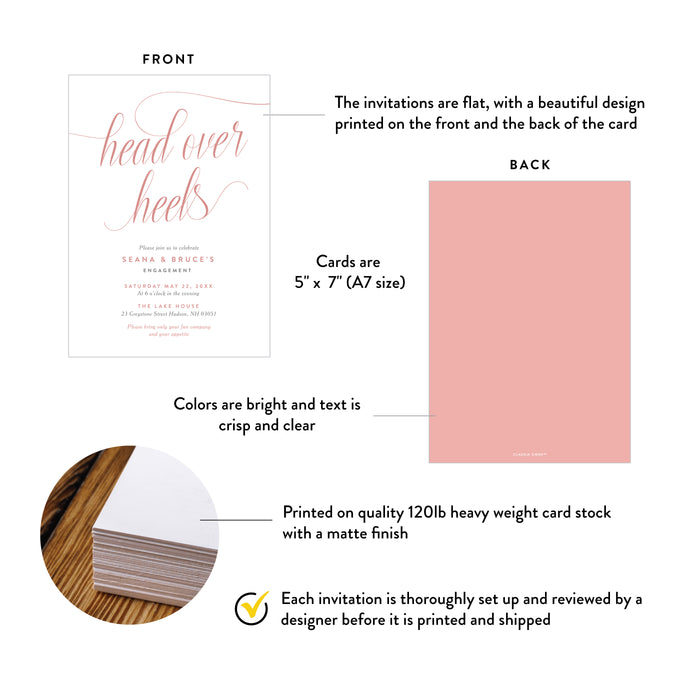Head Over Heels Engagement Invitation Romantic Blush Party Invite