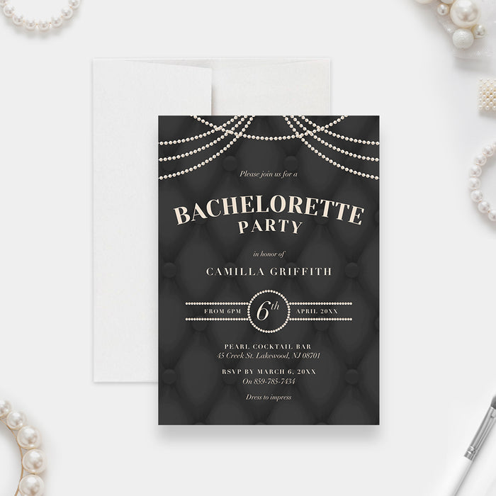 Party like Royalty, Digital Bachelorette Party Invitation with Elegant Pearls