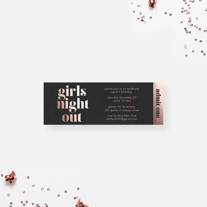Girls Night Out Birthday Party Invitation Card, 21st 30th 40th Birthday Invites, Ladies Night Out Invitation for Bachelorette Party