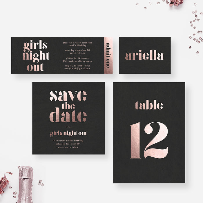 Girls Night Out Birthday Party Invitation Card, 21st 30th 40th Birthday Invites, Ladies Night Out Invitation for Bachelorette Party