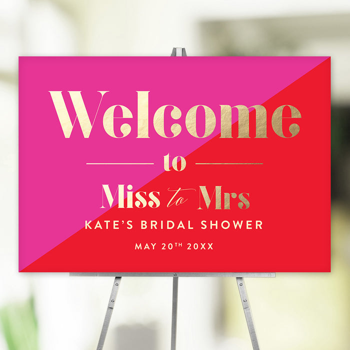 Miss to Mrs Invitation Card for Bridal Shower, Pink and Red Bride to Be Party Invites, Unique Bachelorette Party Invitations