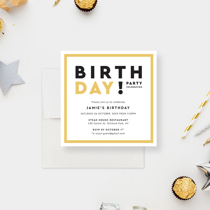 Mens Birthday Party Invitations, 30th 40th 50th 60th 70th Birthday Invitations for a Man, Male Birthday Invitations, Birthday Invitation for Husband