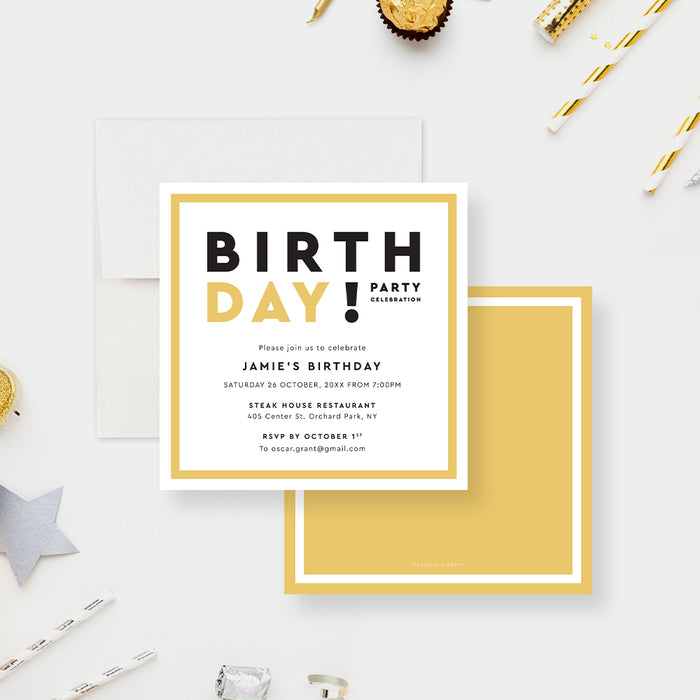 Mens Birthday Party Invitations, 30th 40th 50th 60th 70th Birthday Invitations for a Man, Male Birthday Invitations, Birthday Invitation for Husband