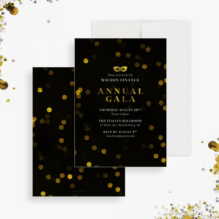 Annual Gala Invitation Card in Black and Gold, Company Event Invitation, Formal Party Invitation, Corporate Dinner Invites