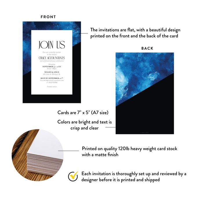 Modern Corporate Event Invitation Blue Black Business Party