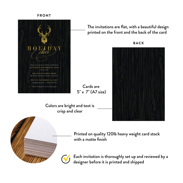 Reindeer Holiday Party Invitation Elegant Christmas Event