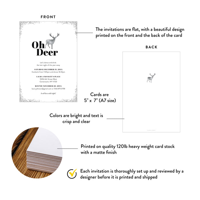 Winter Deer Holiday Party Invitation New Years Eve Invite