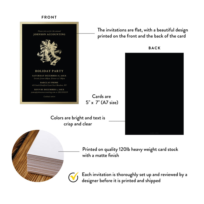 Corporate Holiday Party Invitation Black Gold Christmas Invite