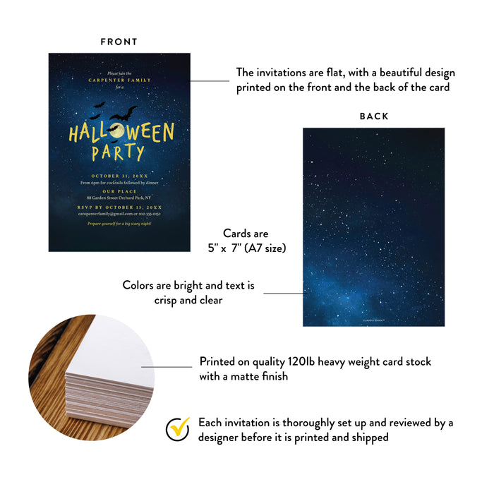 Halloween Party Invitation Spooky Night Sky Design