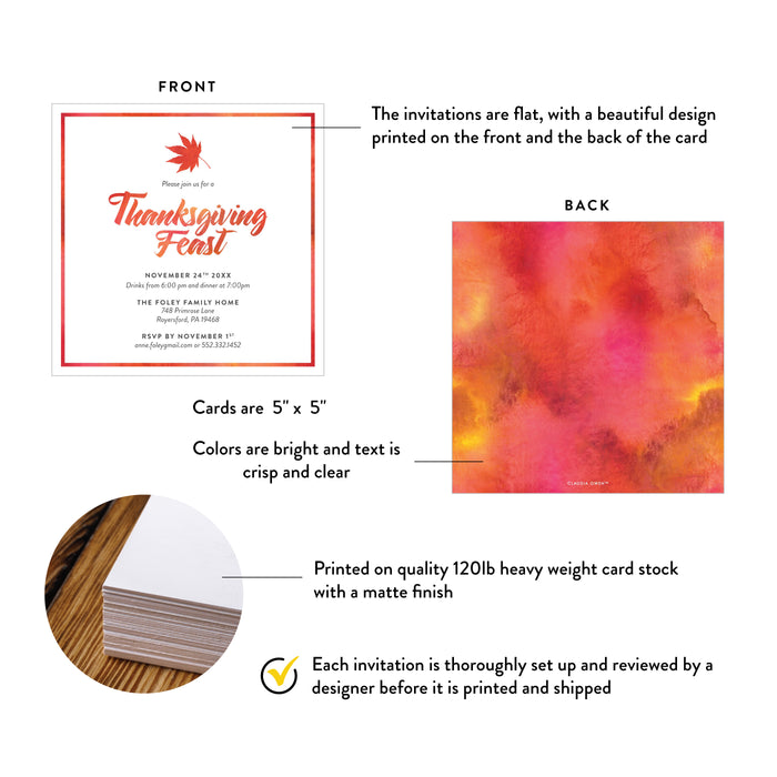 Thanksgiving Dinner Invitation Fall Feast Friendsgiving Party