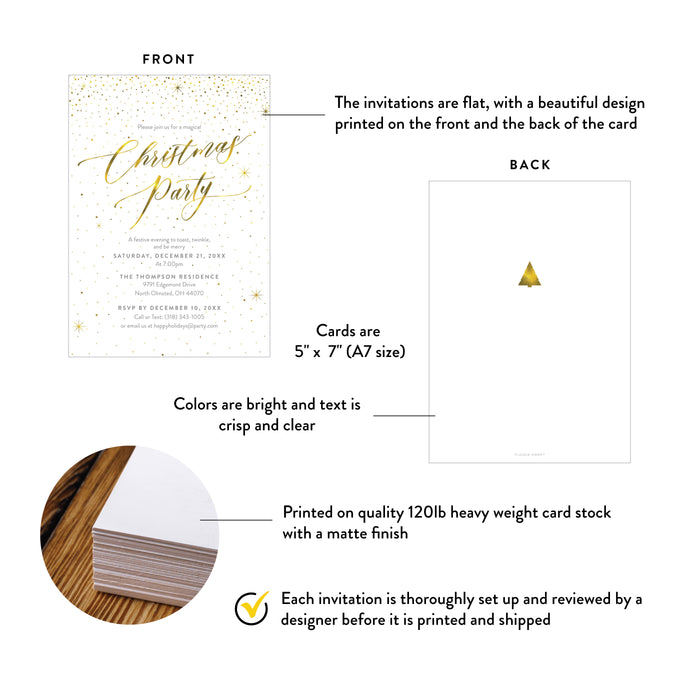 Elegant Christmas Party Invitation Gold Holiday Invite