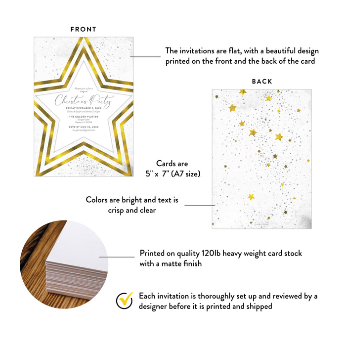Christmas Party Invitation Star Design Elegant Holiday Party Invite