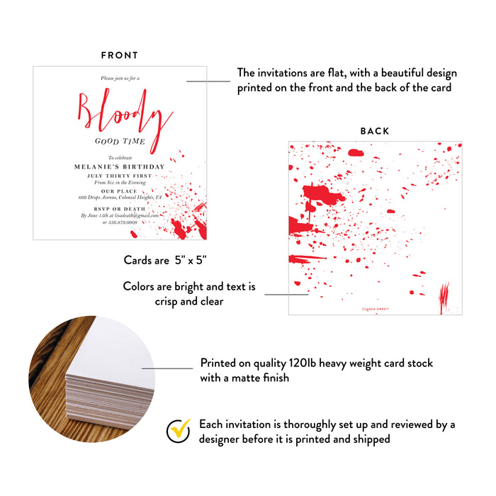 Murder Mystery Birthday Party Invitation Bloody Halloween Theme