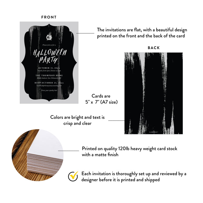 Elegant Black Halloween Party Invitation Spooky Costume Party Invite
