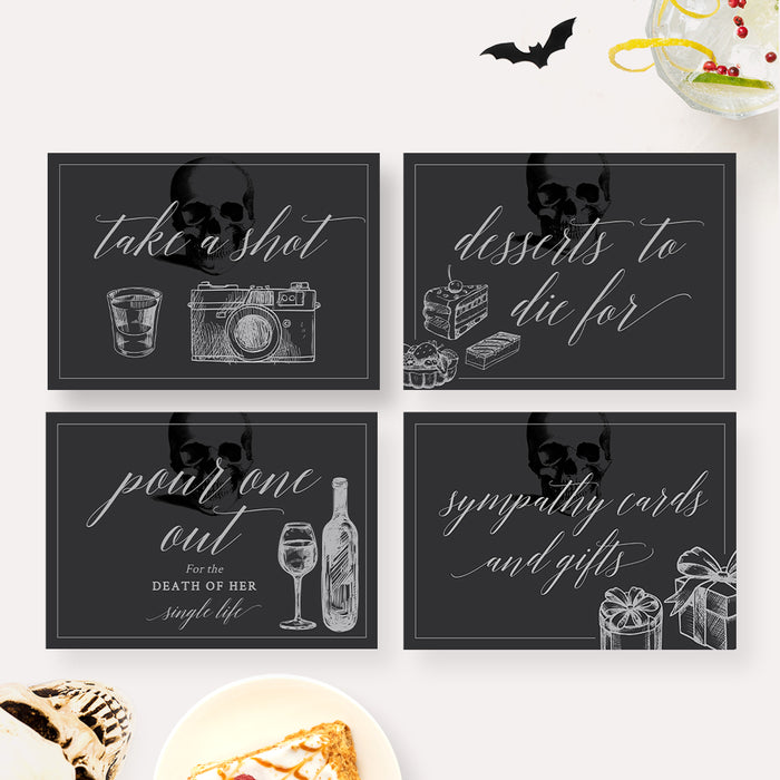 Death to My Single Life Bachelorette Party Invitation Invitation Matching Set Template, Unique Goth Wedding Bridal Shower Bundle