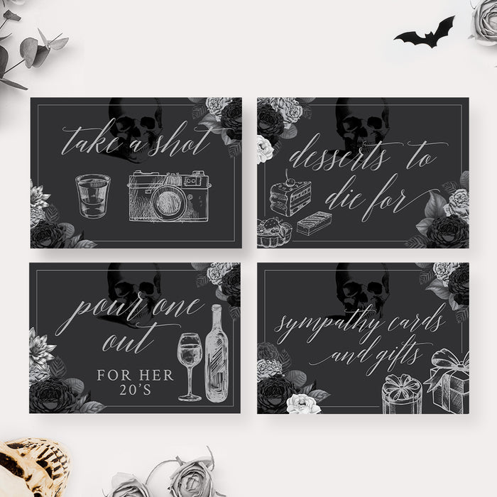 Whimsical and Macabre Death to My 20s Table Sign Digital Template Set