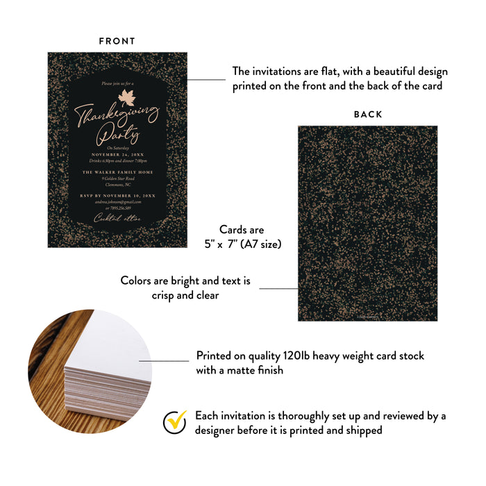 Elegant Thanksgiving Party Invitation Fall Dinner Invite