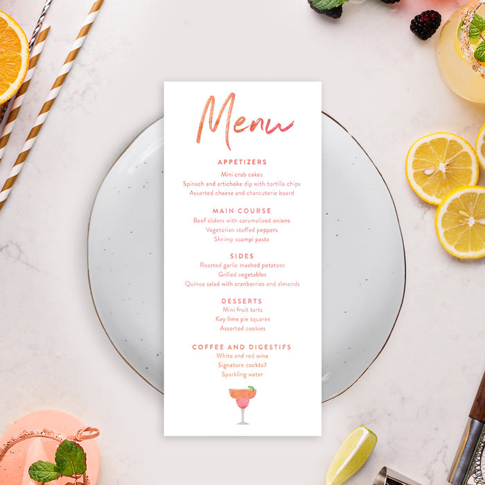 Engagement Party Invitation Card with Margarita Drink and Lime Illustration, Modern and Fun Invites for Engagement Cocktail Party, Cheers to Love