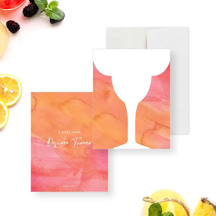 Modern and Fun Note Card with Margarita Drink, Cocktail Party Thank You Card, Personalized Gift for Cocktail Lover, Stationery Correspondence Card for Women