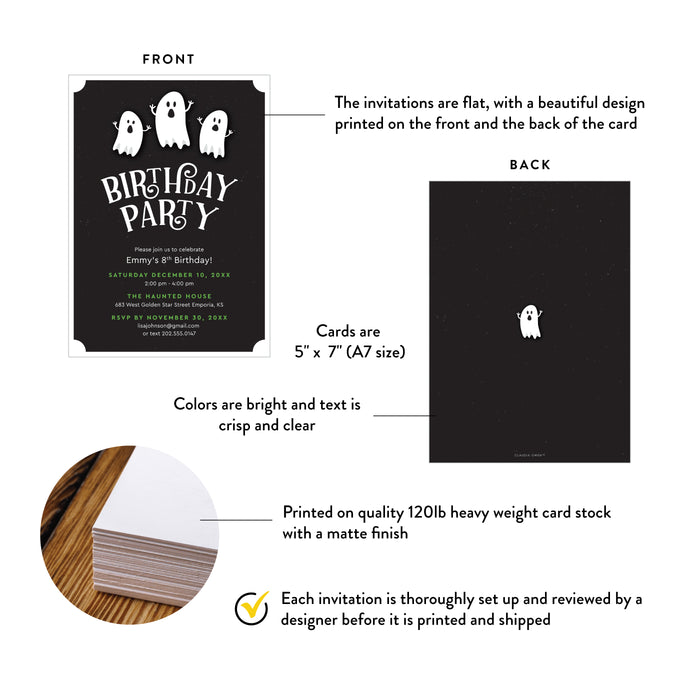 Halloween Birthday Invitation Cute Ghost Party Card