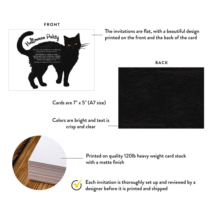 Personalized Spooky Black Cat Halloween Party Invitation