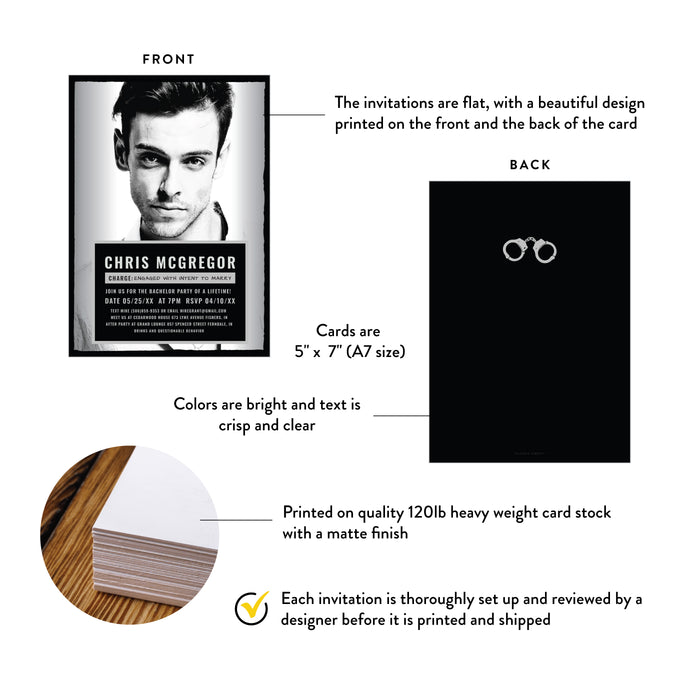 Personalized Funny Mugshot Bachelor Party Invitation with Photo