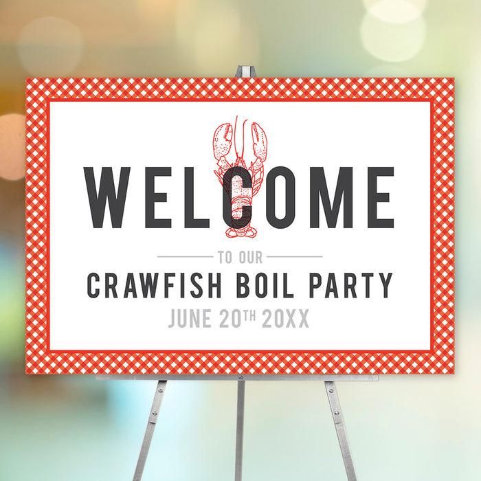 Crawfish Boil Invitation Card with Plaid Design, Crayfish Birthday Party Invites, Crawfish Graduation Celebration Invitation