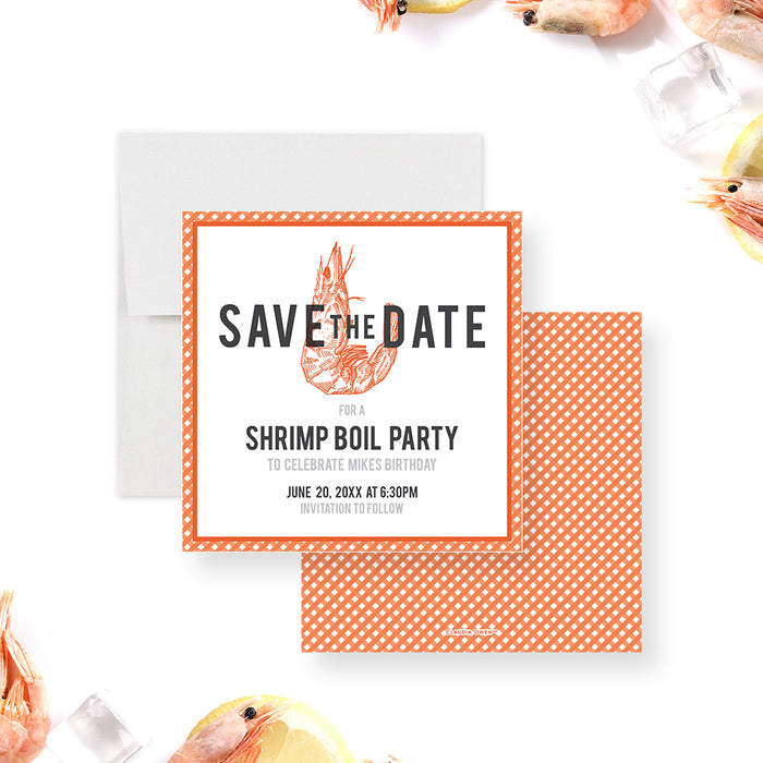 Shrimp Boil Invitation Card with Plaid Design, Seafood Boil Birthday Invites, Let The Good Times Boil