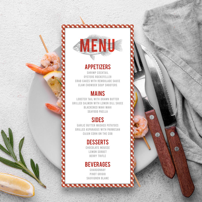Modern Seafood Feast Party Invitation Card, Fish Birthday Invites, Seafood Boil Invitations
