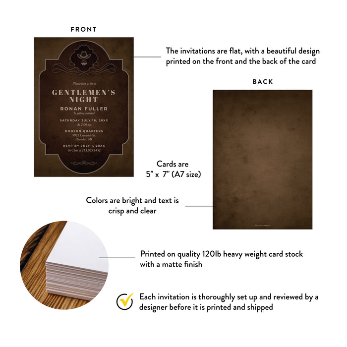 Cowboy Gentlemen’s Night Invitation Rustic Vintage Bachelor Party