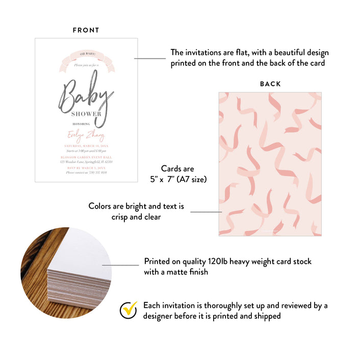 Personalized Baby Shower Invitation Blush Pink Theme for Girls