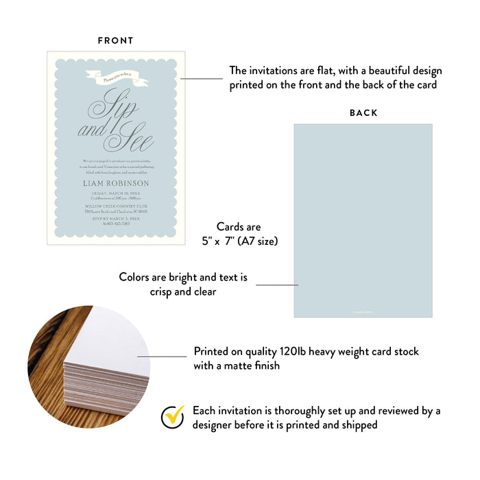 Sip and See Invitation Personalized Meet the Baby Card