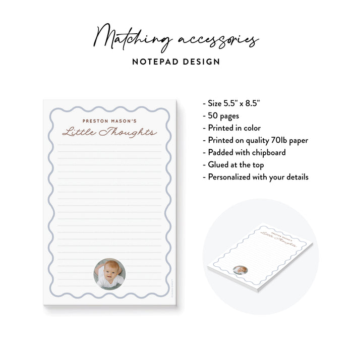 Personalized Baby Shower Invitation Blue Wavy Border