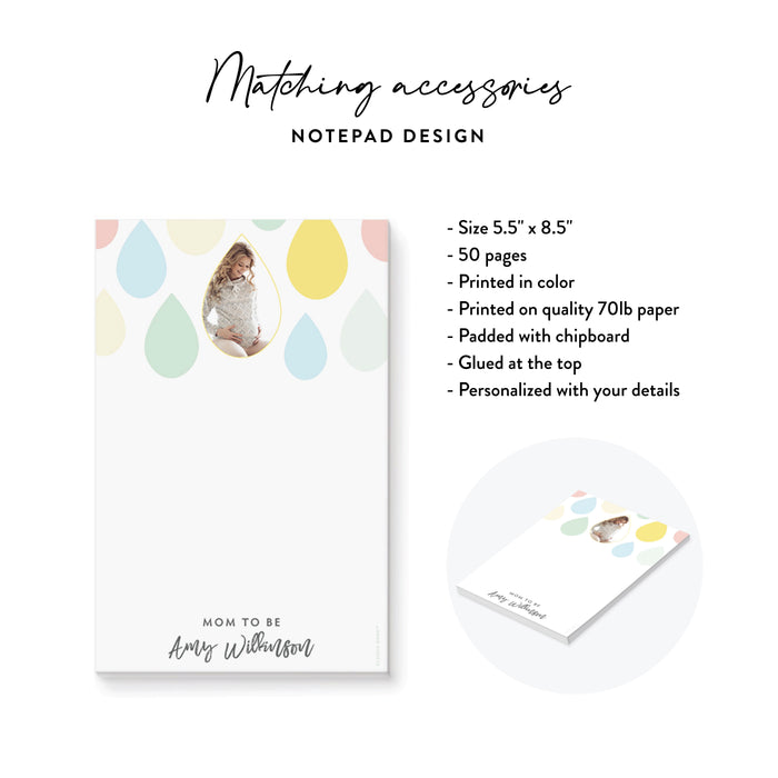 Colorful Raindrop Baby Shower Invitation with Photo