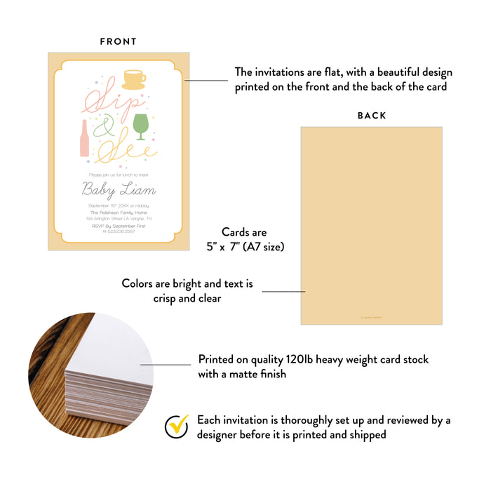 Sip and See Baby Welcome Invitation Colorful Baby Shower Design