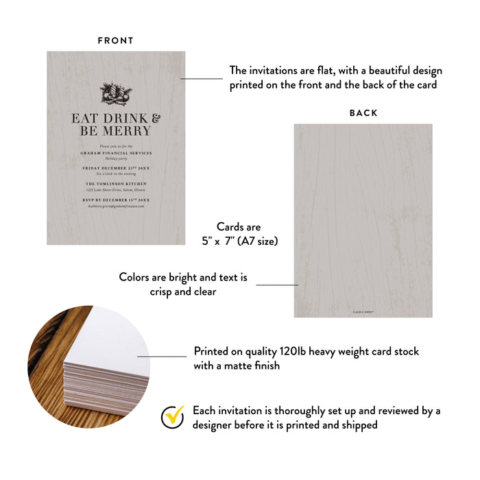 Eat Drink Be Merry Company Holiday Party Invitation Christmas Event