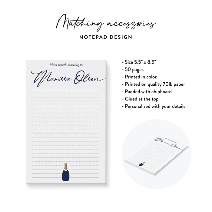 Navy Champagne Bottle Graduation Party Invitation